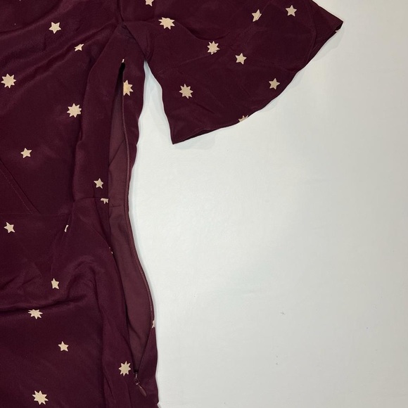 NWT MADEWELL 100% SILK Vneck Short Sleeve Flutter Hem Lined Dress Stars 12 - Picture 11 of 15